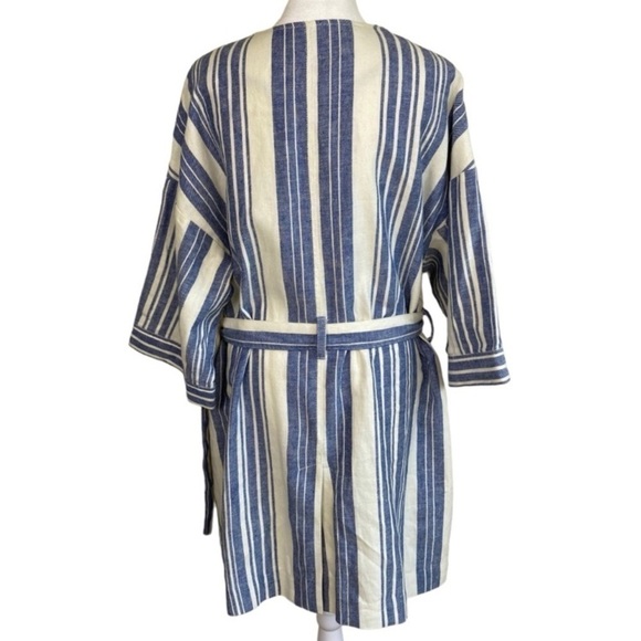 Anthropologie Elevenses Lagenlook Boho Striped Linen Duster Kimono Jacket Sz S - Picture 11 of 16